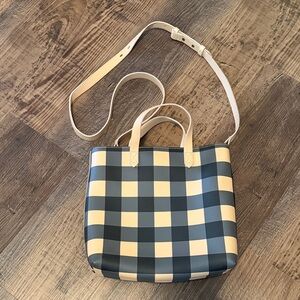 Madewell Navy and Cream Checkered Tote